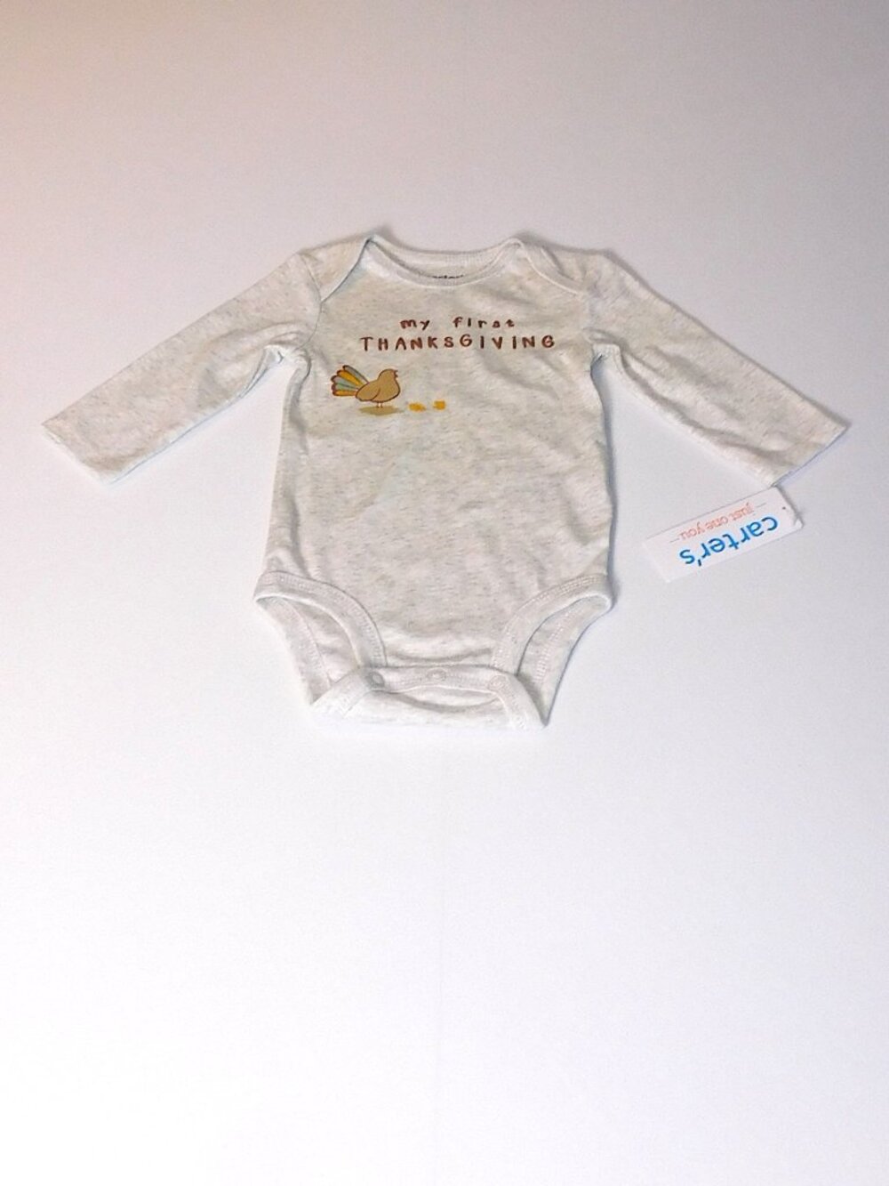 Baby First Thanksgiving One Piece Long Sleeve Unisex Turkey Sizes 3 & 12 M NEW